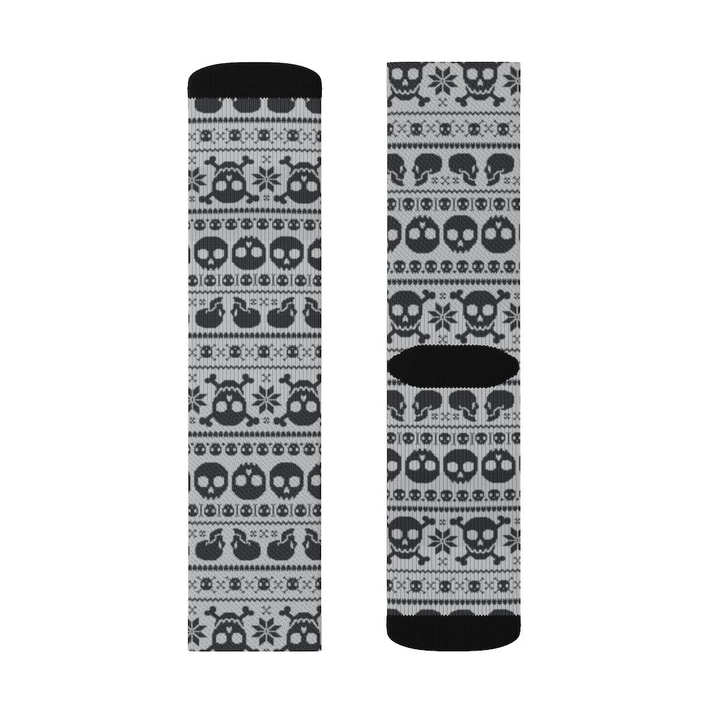 Black Skull Pixel Sublimation Socks - Wonder Skull