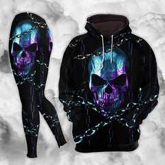 Dark Blue Skull Chain Combo Hoodie and Leggings - Wonder Skull