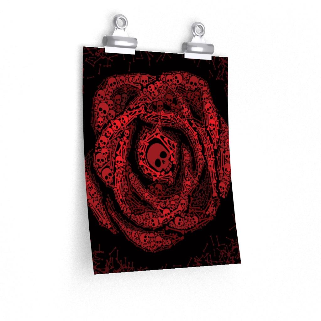 Crimson Rose Of Death Art Premium Matte Vertical Posters - Wonder Skull