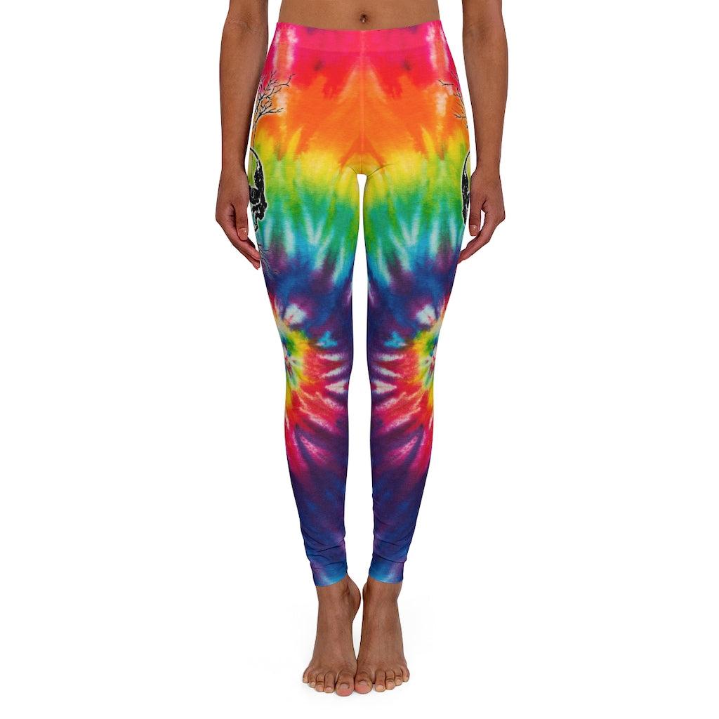 Skull Tree Tie Dye Women's Spandex Leggings - Wonder Skull