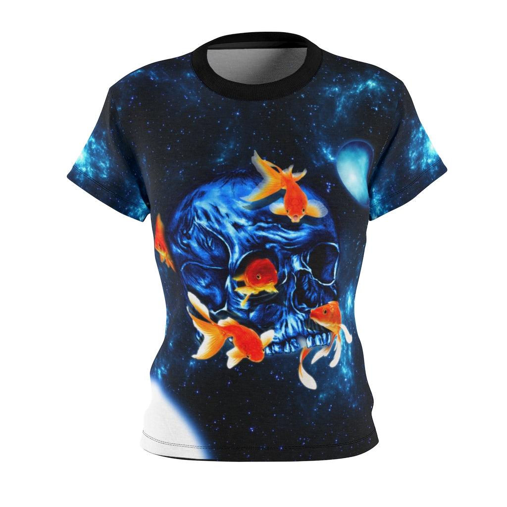 Galaxy Skull All Over Print T-shirt For Women - Wonder Skull
