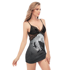 Moon Raven Lace Chemise Nightgown, Sexy Night Dress - Wonder Skull