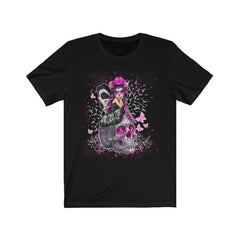 Cute Fairy Pink Sugar Skull Breast Cancer Ribbon T-Shirt - Wonder Skull