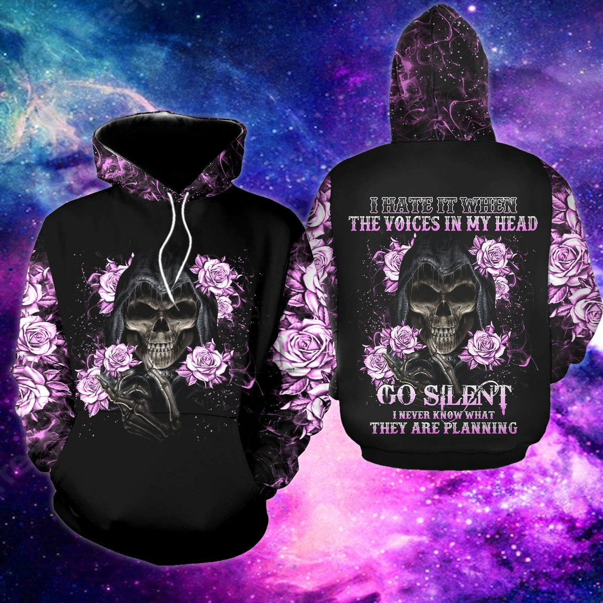 I Hate It When The Voice In My Head Gothic Skull Funny Hoodie For Women - Wonder Skull