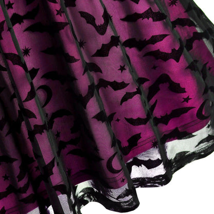 Gothic Bat Mesh Pink Neon Double Layer Dress, Sexy Strap A-Line Party Vestidos For Women - Wonder Skull