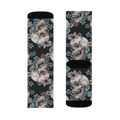 Skull Flowers And Butterfly Sublimation Socks - Wonder Skull