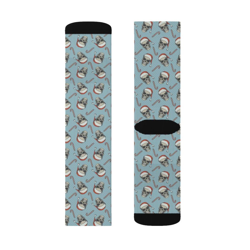 Skull And Candy Rod Christmas Sublimation Socks - Wonder Skull