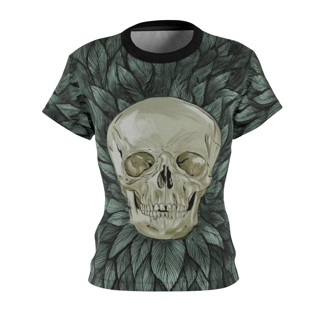 Skull Palm Leaves All Over Print T-shirt For Women - Wonder Skull