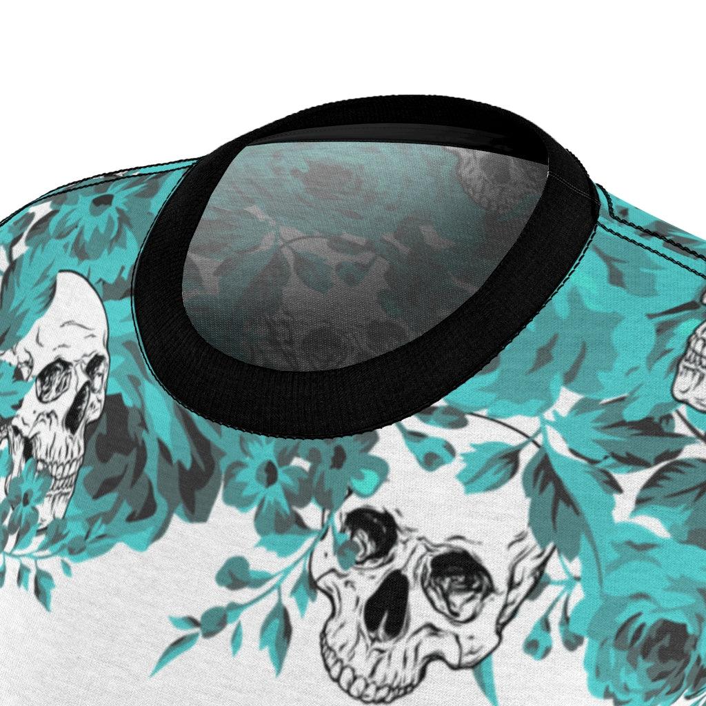 Human Skulls With Flower All Over Print T-shirt For Women - Wonder Skull