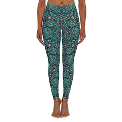 Skull Teal Snowflake Women's Spandex Leggings - Wonder Skull