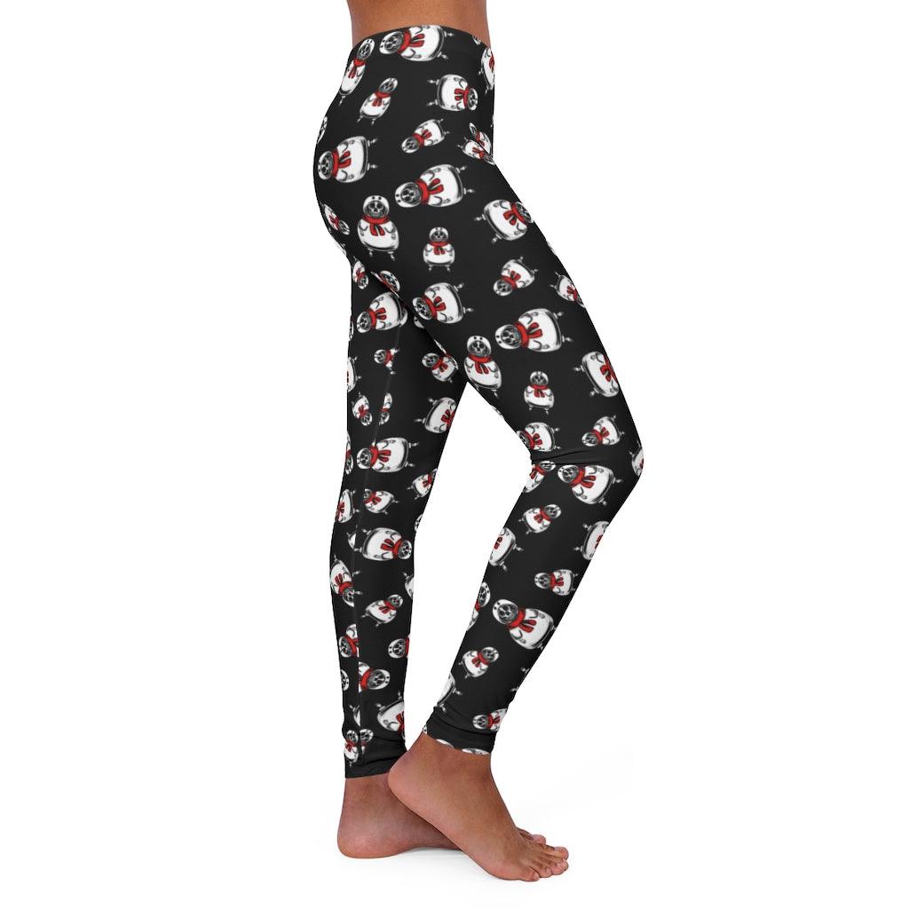 Skull Snowman Pattern Women's Spandex Leggings - Wonder Skull