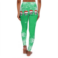 Christmas Skull Green Patterns Women's Spandex Leggings - Wonder Skull