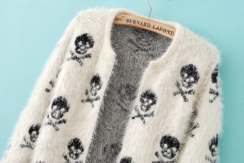 Skull Bones Sweater Cardigan Coat Zipped - Wonder Skull