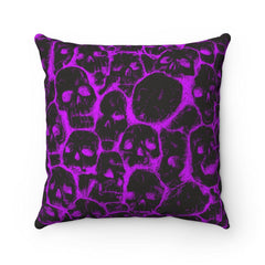 Magenta Scary Skull Pattern Spun Polyester Square Pillow - Wonder Skull