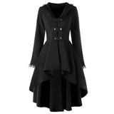 Gothic Asymmetrical Coat, Warmest Long Sleeve Outwear For Women - Wonder Skull