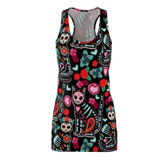 Gothic Skull Cats Women's Cut & Sew Racerback Dress - Wonder Skull