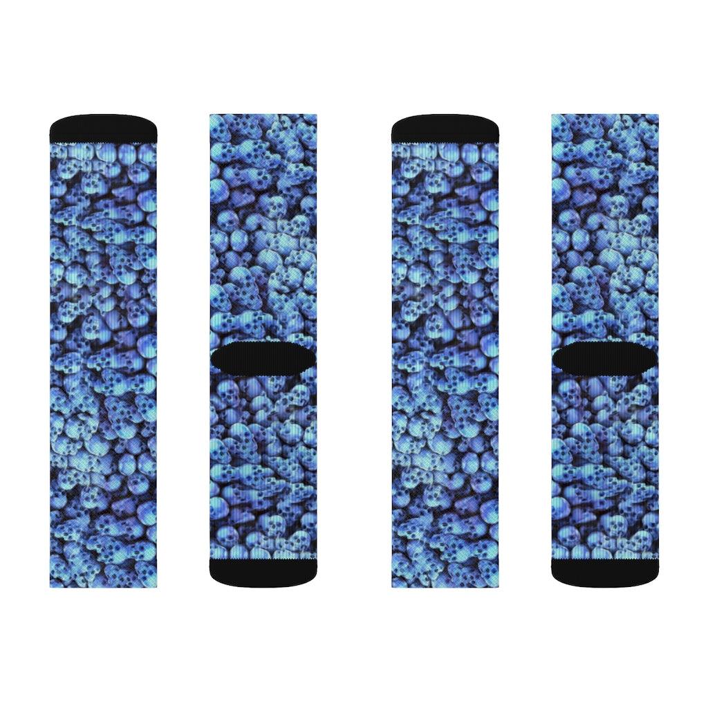 Cyan Skull Pattern Sublimation Socks - Wonder Skull