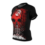 Red Scary Forest Skeleton All Over Print T-shirt For Women - Wonder Skull