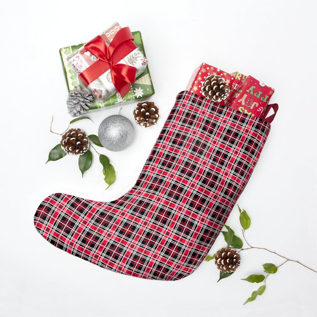 Plaid Pink Flannel Stockings - Wonder Skull