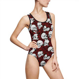 Skull And Red Rose Women's Classic One-Piece Swimsuit - Wonder Skull