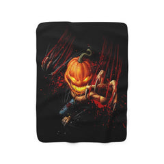 Scary Pumpkin Monster Sherpa Fleece Blanket - Wonder Skull