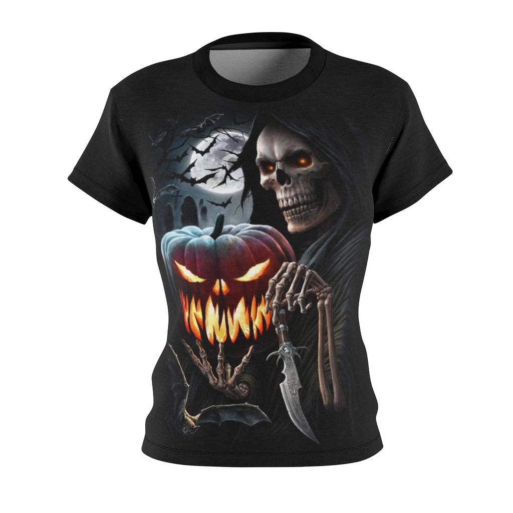 Death Pumpkin All Over Print T-shirt For Women - Wonder Skull