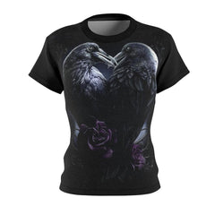 Raven Heart All Over Print T-shirt For Women - Wonder Skull