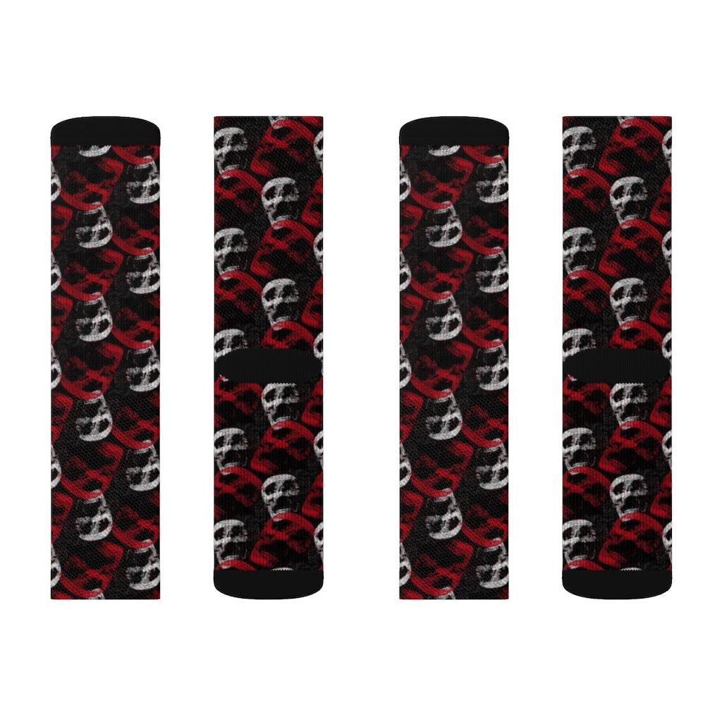 Red And White Skull Sublimation Socks - Wonder Skull