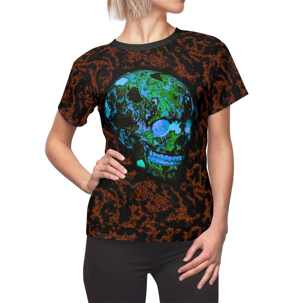 Danger Earth All Over Print T-shirt For Women - Wonder Skull