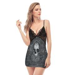 Gothic Mirror Skull Lace Chemise Nightgow - Wonder Skull