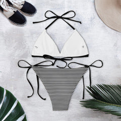 Black and White 3D skull abtract Art String Triangle Bikini - Wonder Skull