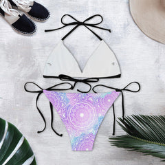 Mandala Rose Pink Skull Art String Triangle Bikini - Wonder Skull