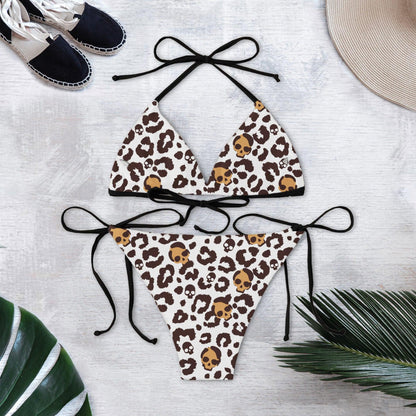 Leopard Pattern Skull Art String Triangle Bikini - Wonder Skull