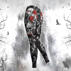 Cool Gothic Skull Rose Ornament Artwork Combo Hoodie and Leggings - Wonder Skull