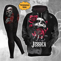 Customized Gothic Skull Rose Combo Hoodie and Leggings - Wonder Skull