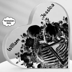 Customized Skull Couple Crystal Heart Anniversary Gifts - Wonder Skull