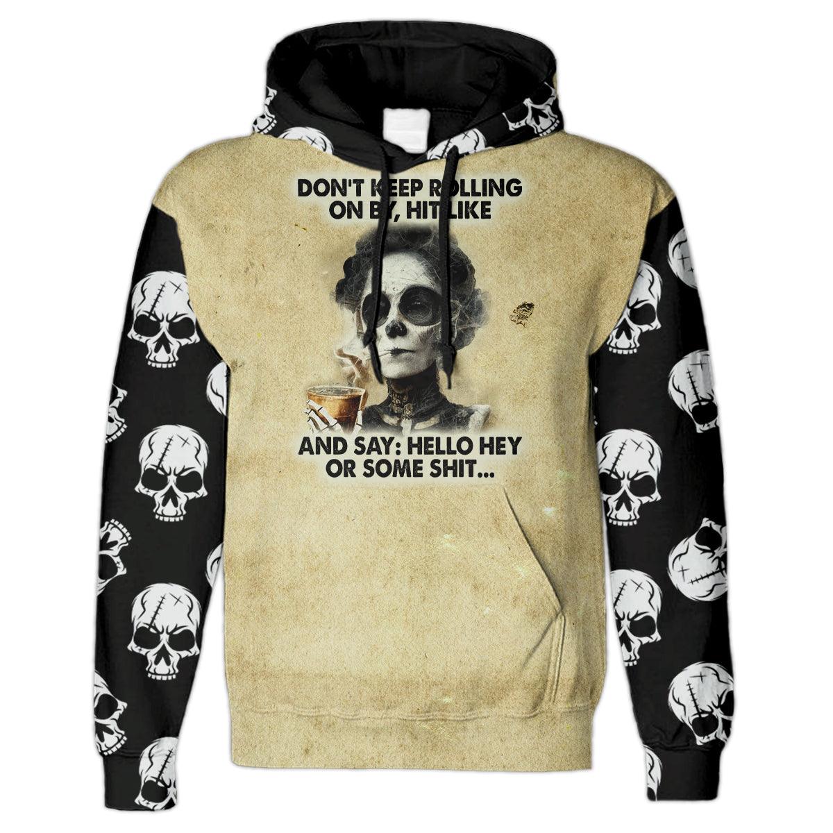 Dont Keep Gothic Skull All Over Print Unisex Pullover Hoodie - Wonder Skull