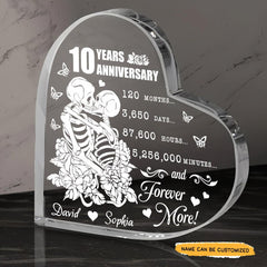 Forever More - Customized 10th Marriage Gifts Couple Crystal Heart - Wonder Skull