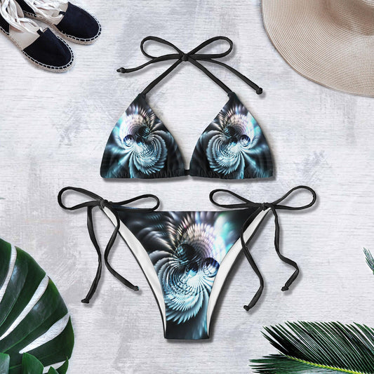 Tornado Abstract Skull Art String Triangle Bikini - Wonder Skull