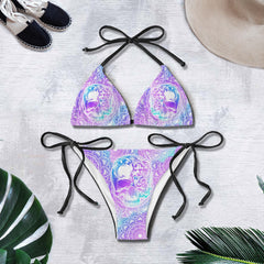 Mandala Rose Pink Skull Art String Triangle Bikini - Wonder Skull