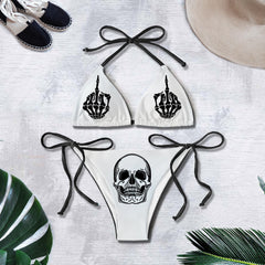 Funny Hand Skeleton Skull Art String Triangle Bikini - Wonder Skull