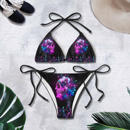 Butterfly Skull Art String Triangle Bikini - Wonder Skull