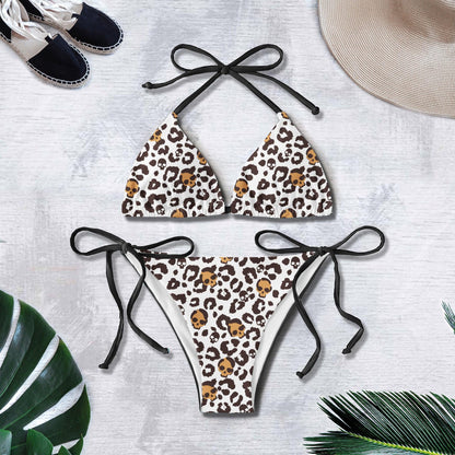 Leopard Pattern Skull Art String Triangle Bikini - Wonder Skull