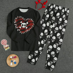 Gothic Love Heart Skull Pajamas Couple Set - Wonder Skull