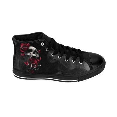 Gothic Skull Rose Smoke Women's High-top Sneakers - Wonder Skull