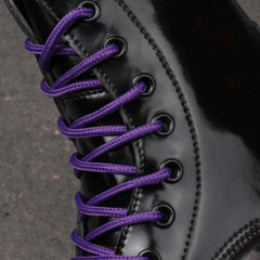Gothic Leather Black Purple Boots, Impressive Casual Footwear For Women - Wonder Skull