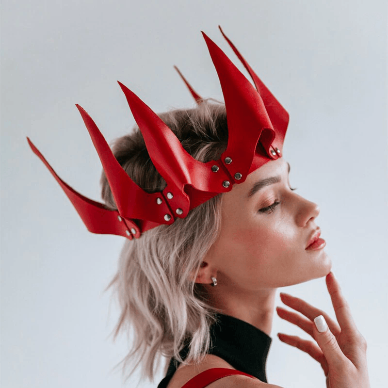 Gothic Leather Crown, Impressive Costume Accessories For Women - Wonder Skull
