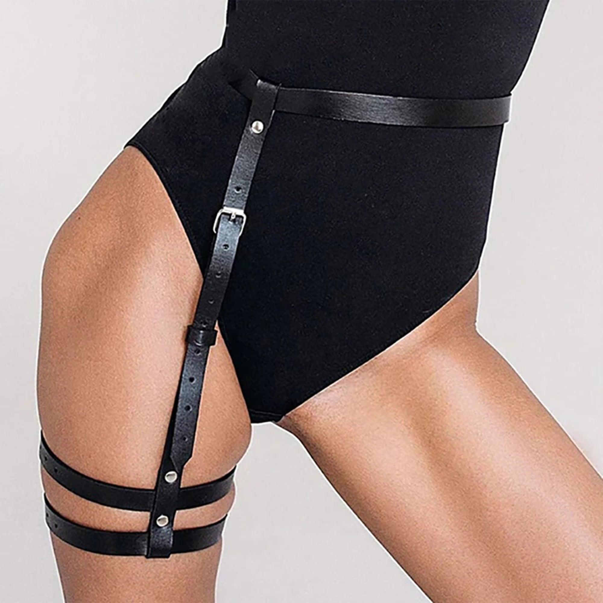 Gothic Leather Garter Belt Stocking, Sexy Leg Strap Harness For Women - Wonder Skull
