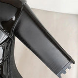 Gothic Leather Knee High Boots, Trending High Heel Shoes For Women - Wonder Skull