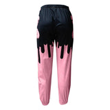 Vintage Gothic Skull Print Wide Pants, Impressive Pink Black Sportwear For Women - Wonder Skull